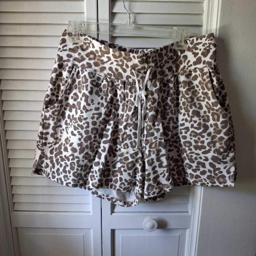 French Laundry Brown and White Shorts with Elastic Waist